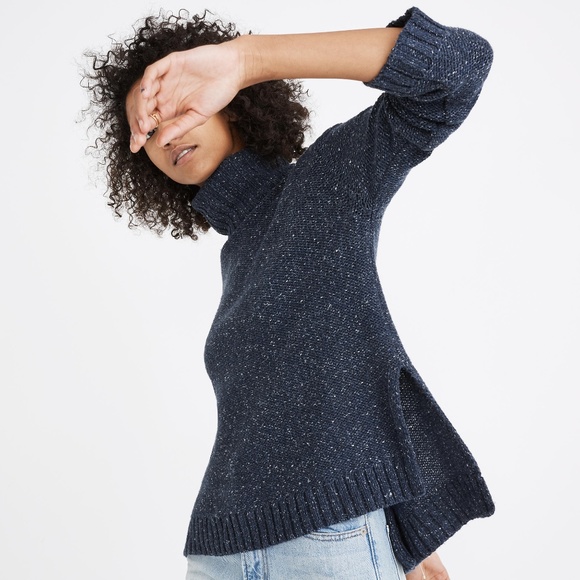 Madewell Sweaters - MADEWELL Flecked Turtleneck Sweater Navy Blue